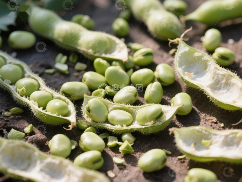 高清大图下载【趣麦麦图】新鲜大豆荚与豆粒特写