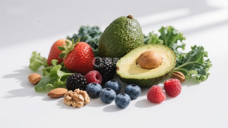 高清大图下载【趣麦麦图】新鲜水果与坚果的健康组合