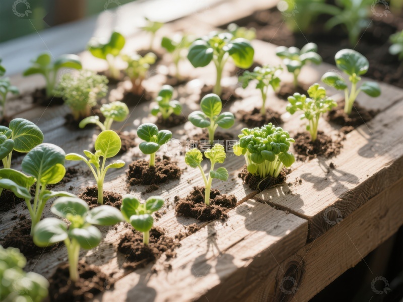 高清大图下载【趣麦麦图】木箱中的幼苗茁壮成长