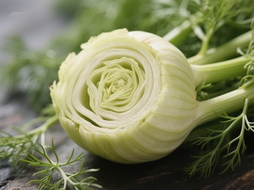 新鲜茴香根的特写