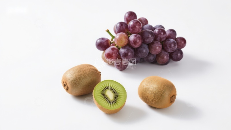 高清大图下载【趣麦麦图】新鲜葡萄与猕猴桃的组合