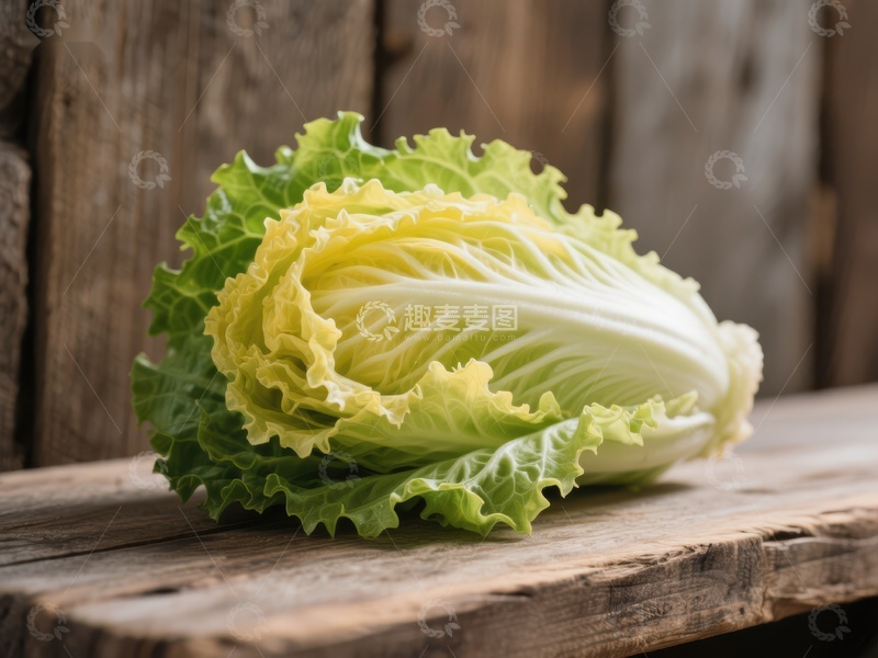 高清大图下载【趣麦麦图】新鲜白菜置于木质背景