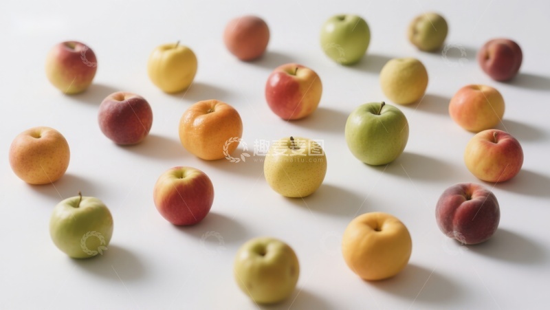 高清大图下载【趣麦麦图】多彩苹果与桃子的排列
