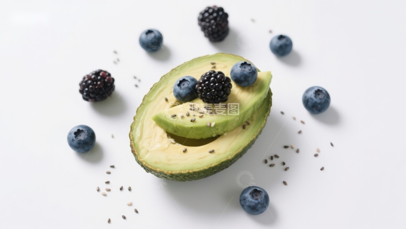 高清大图下载【趣麦麦图】新鲜牛油果与浆果的健康组合