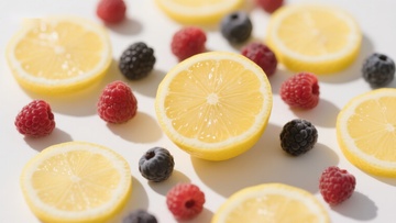 柠檬切片与浆果的清新组合