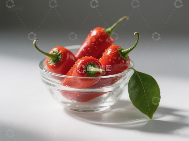 高清大图下载【趣麦麦图】玻璃碗中的红色辣椒