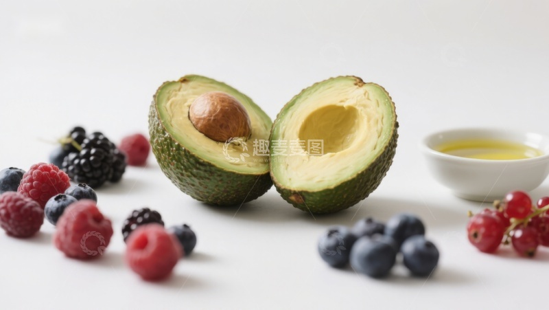 高清大图下载【趣麦麦图】新鲜牛油果与浆果的健康组合
