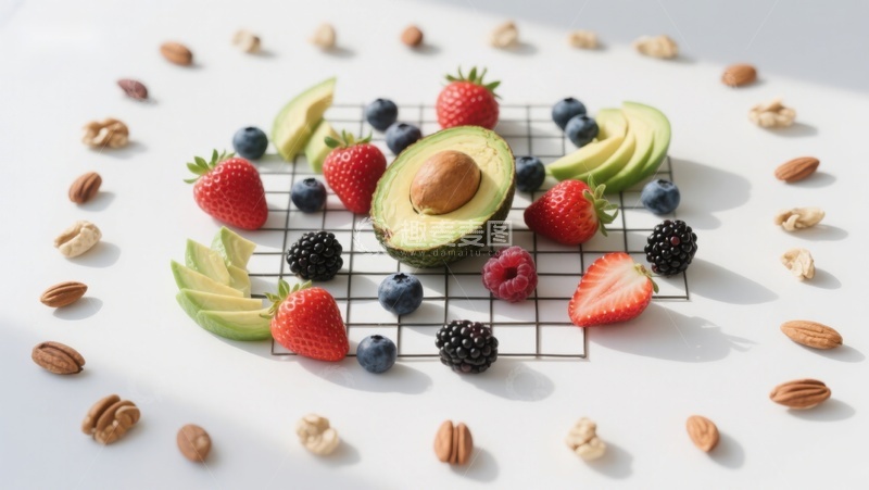 高清大图下载【趣麦麦图】新鲜水果与坚果的健康组合