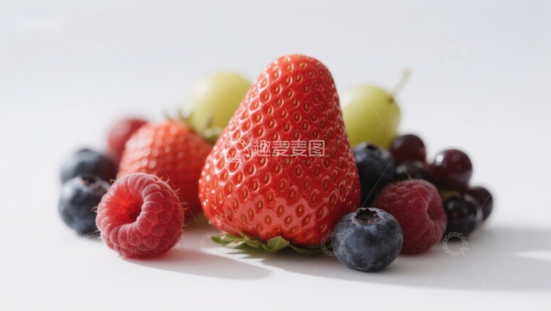 高清大图下载【趣麦麦图】新鲜草莓与混合浆果特写