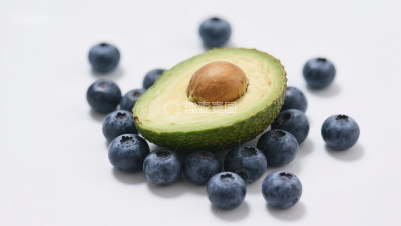 高清大图下载【趣麦麦图】牛油果与蓝莓的健康组合