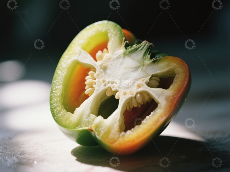 高清大图下载【趣麦麦图】切开的青椒内部结构特写