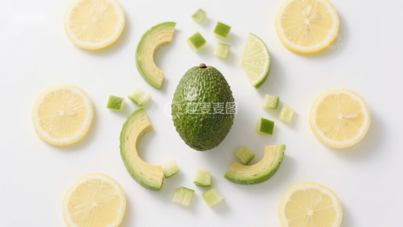 高清大图下载【趣麦麦图】柠檬与牛油果的清新组合
