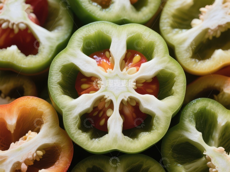 高清大图下载【趣麦麦图】切开的彩椒展示内部结构