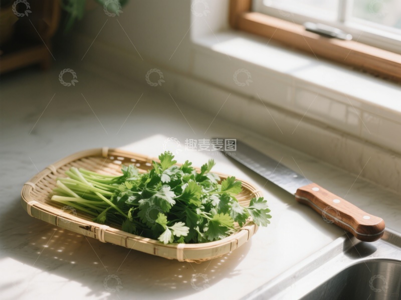 高清大图下载【趣麦麦图】窗边的香菜与刀具
