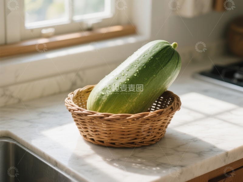 高清大图下载【趣麦麦图】厨房台面上的黄瓜篮子