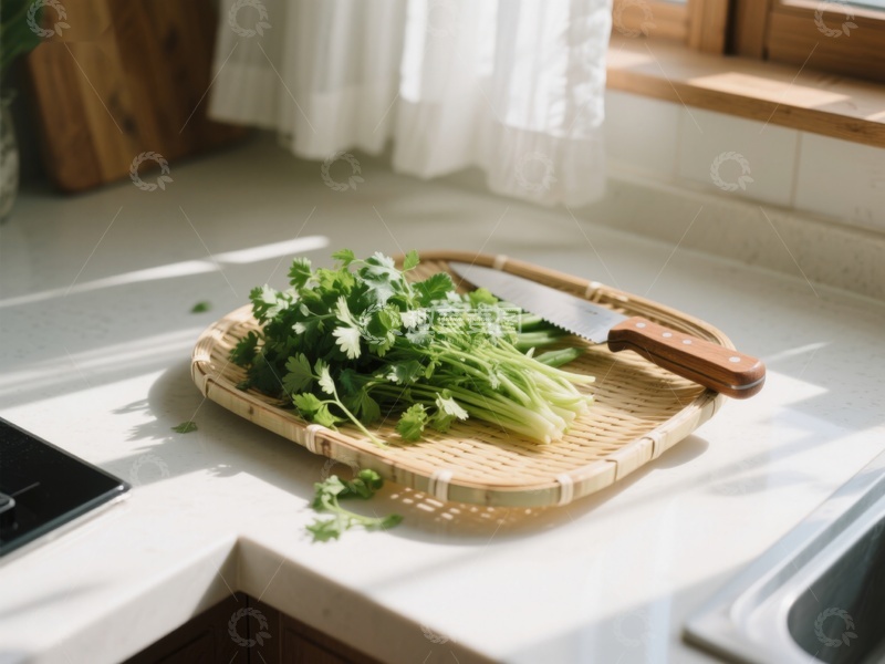 高清大图下载【趣麦麦图】厨房台面上的香菜