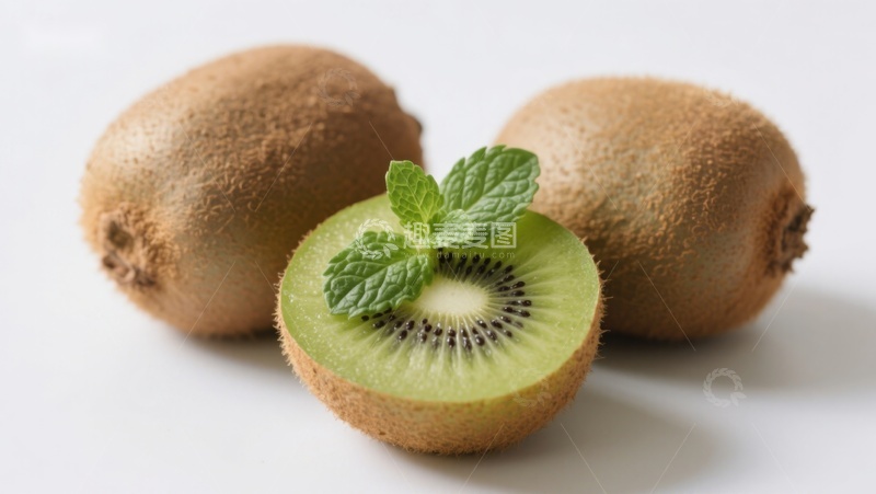高清大图下载【趣麦麦图】新鲜猕猴桃与薄荷叶