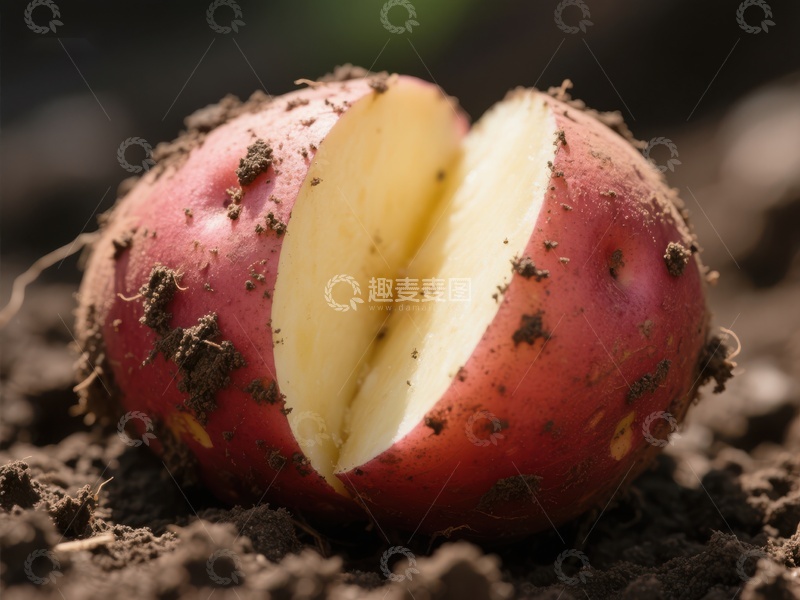 高清大图下载【趣麦麦图】新鲜出土的红皮土豆切面