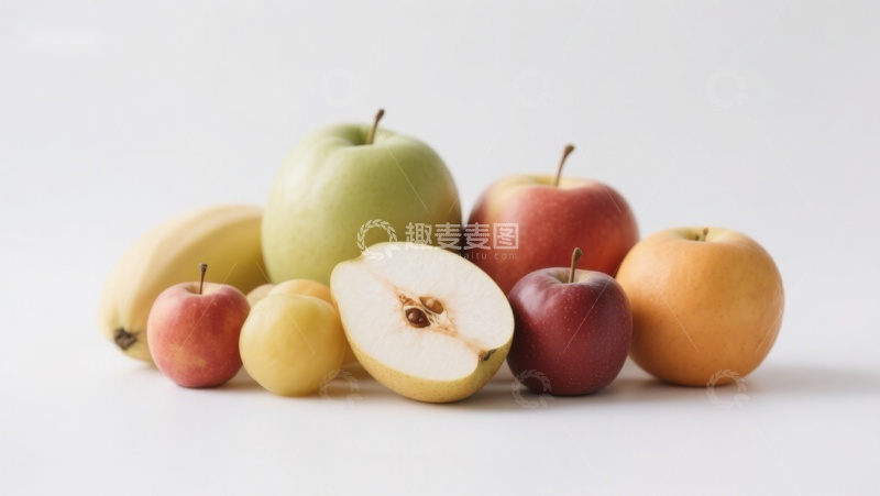 高清大图下载【趣麦麦图】多种苹果与香蕉的静物组合