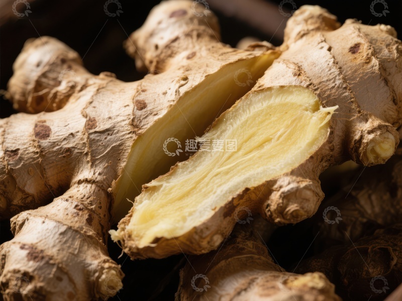 高清大图下载【趣麦麦图】新鲜生姜切片特写