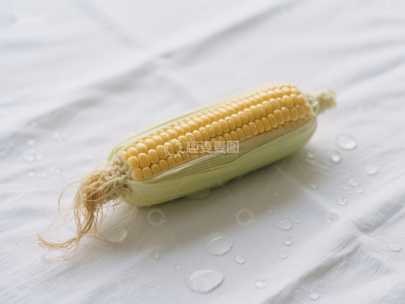 高清大图下载【趣麦麦图】新鲜玉米棒静置白色布面