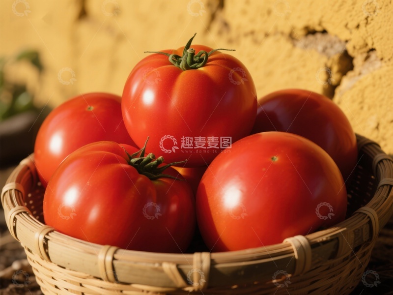 高清大图下载【趣麦麦图】篮子里的鲜红番茄