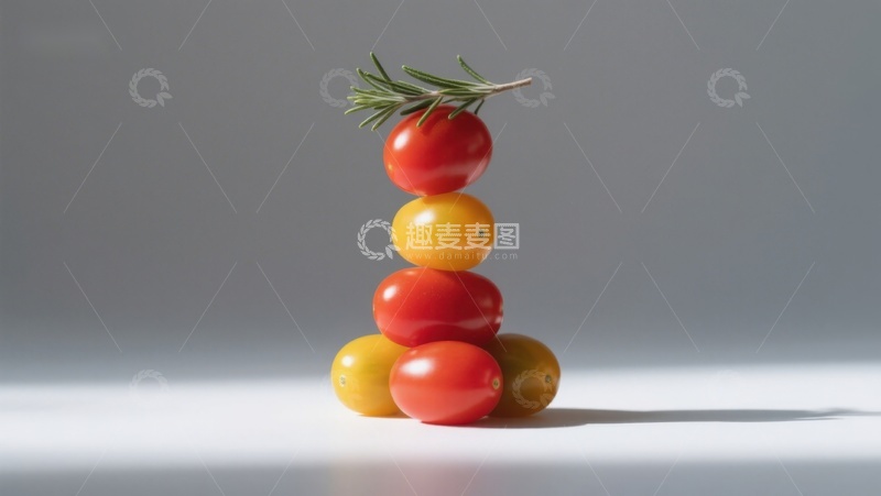 高清大图下载【趣麦麦图】色彩鲜艳的樱桃番茄堆叠艺术