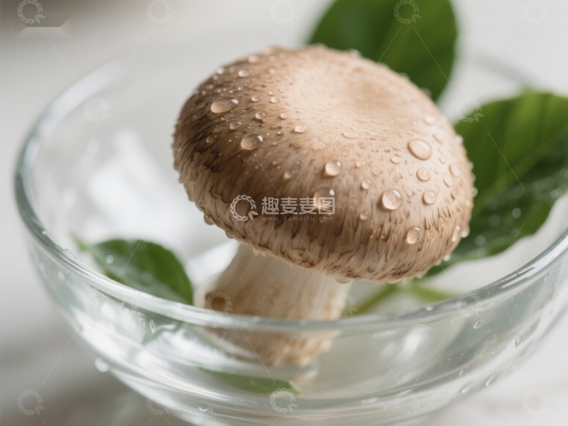高清大图下载【趣麦麦图】新鲜蘑菇置于透明碗中