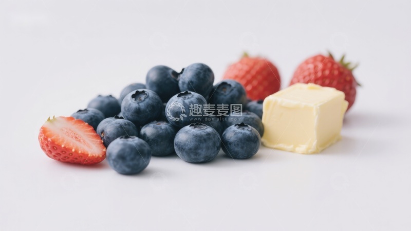 高清大图下载【趣麦麦图】新鲜蓝莓草莓与黄油块