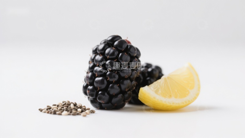 高清大图下载【趣麦麦图】黑莓柠檬与种子的清新组合