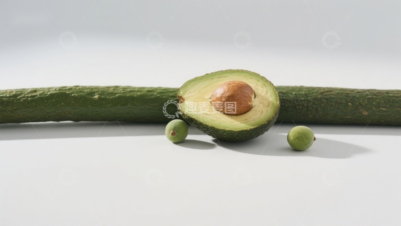 高清大图下载【趣麦麦图】切开的牛油果与黄瓜并置