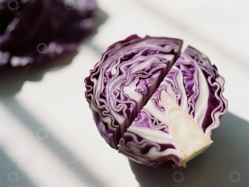 高清大图下载【趣麦麦图】切开的紫甘蓝，展示其纹理