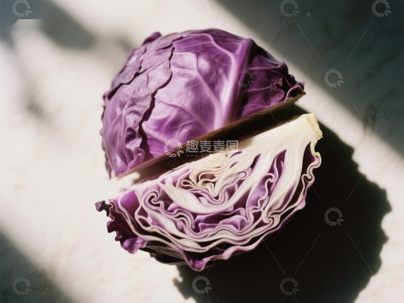 高清大图下载【趣麦麦图】切开的紫甘蓝，阳光照射