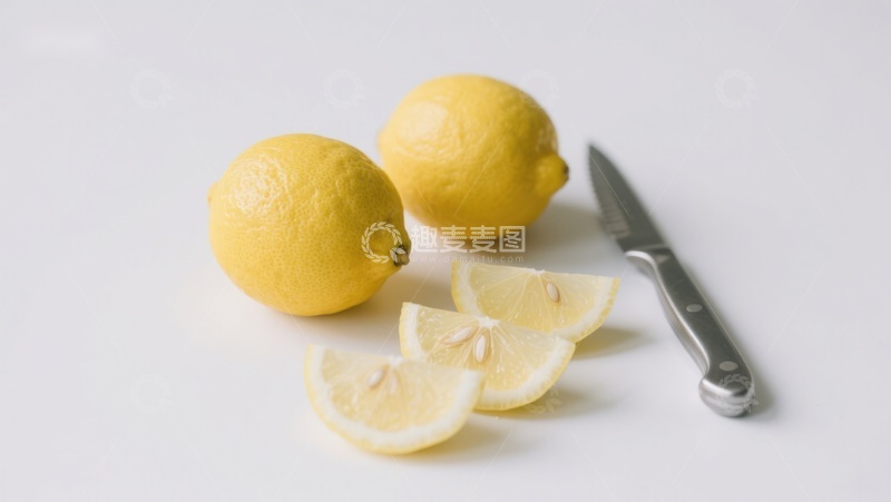 高清大图下载【趣麦麦图】新鲜柠檬与刀具