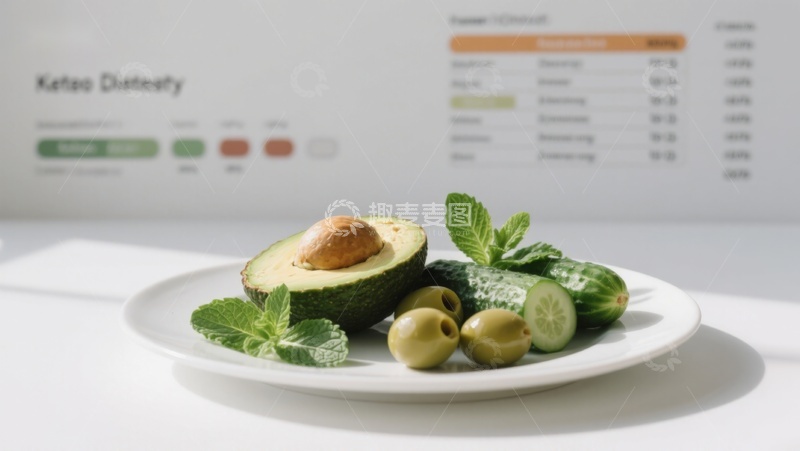 高清大图下载【趣麦麦图】生酮饮食：鳄梨、黄瓜与橄榄的健康搭配