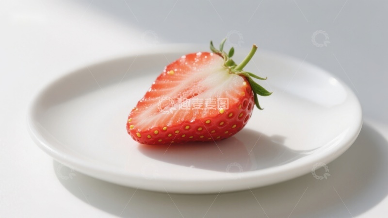 高清大图下载【趣麦麦图】切开的草莓置于白色盘中