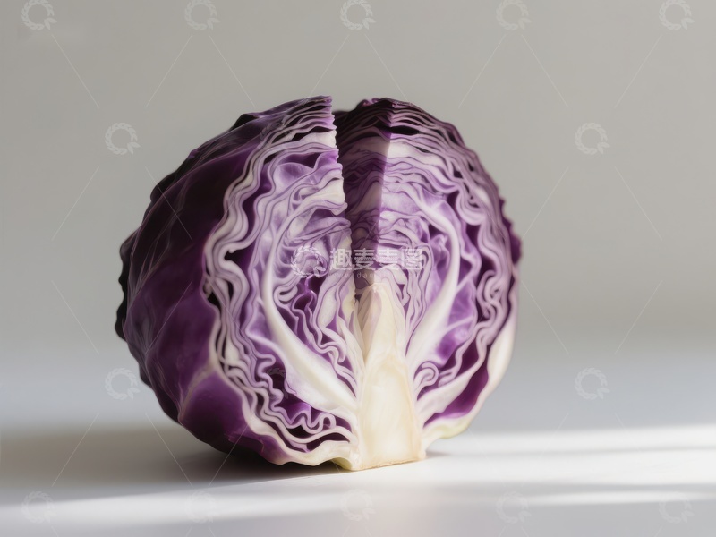高清大图下载【趣麦麦图】切开的紫甘蓝，展示其纹理
