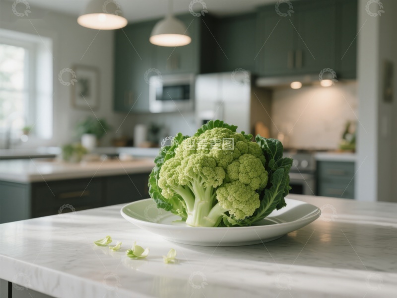 高清大图下载【趣麦麦图】厨房台面上的花椰菜
