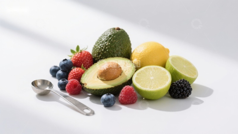 高清大图下载【趣麦麦图】新鲜水果与调料的健康组合