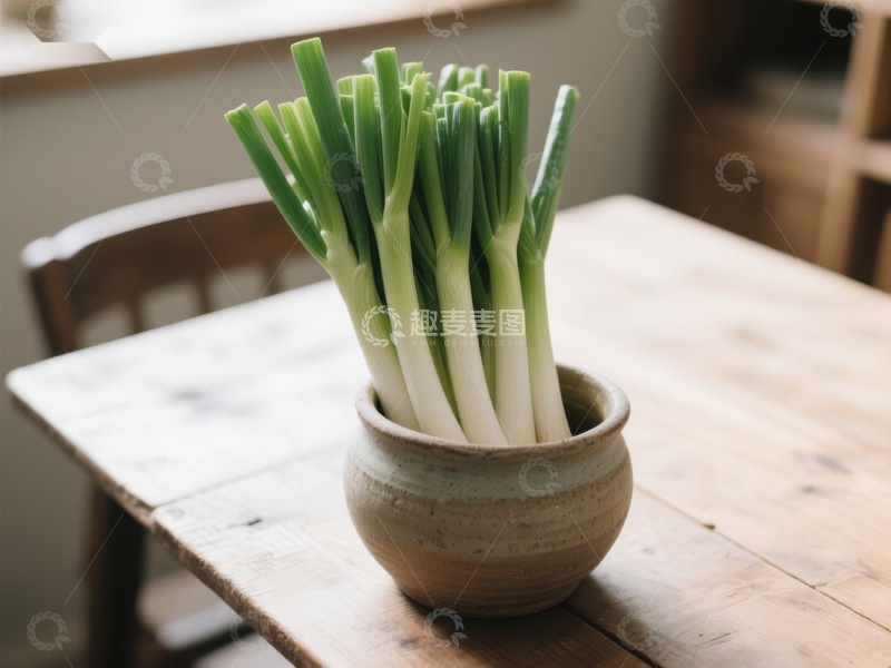 高清大图下载【趣麦麦图】陶瓷碗中的新鲜葱
