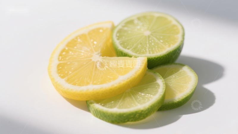高清大图下载【趣麦麦图】柠檬与青柠切片的清新对比