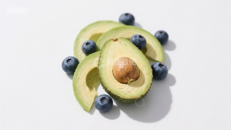 高清大图下载【趣麦麦图】新鲜牛油果与蓝莓的组合