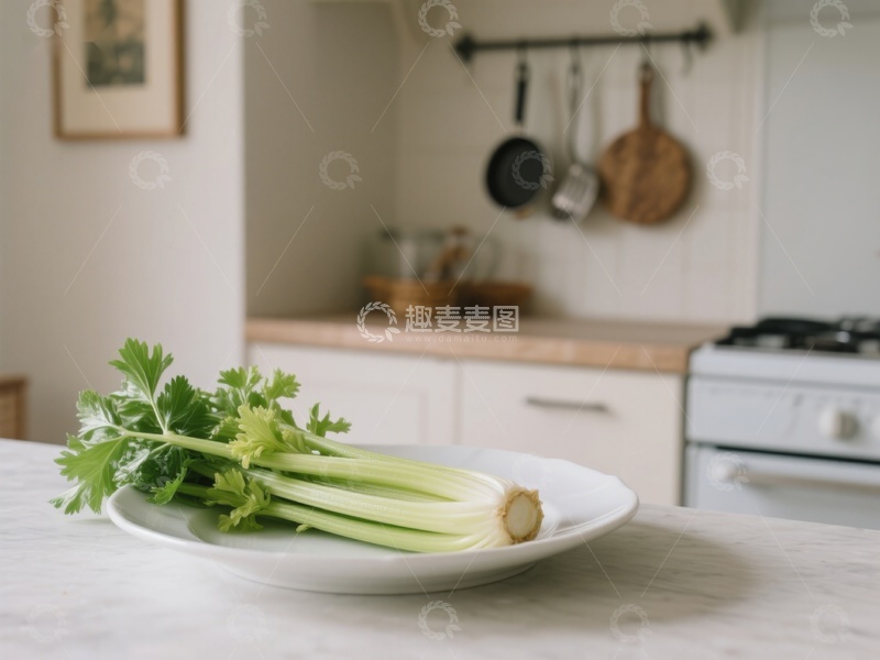 高清大图下载【趣麦麦图】厨房台面上的芹菜