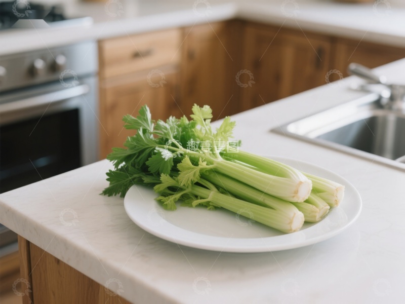 高清大图下载【趣麦麦图】厨房台面上的芹菜