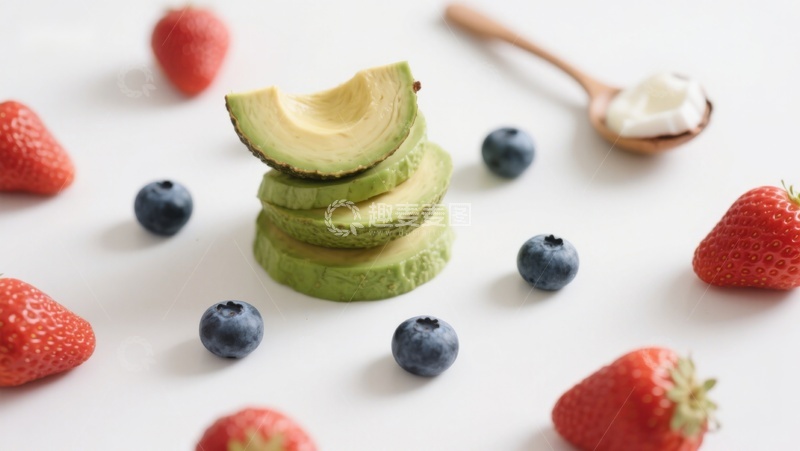 高清大图下载【趣麦麦图】新鲜水果与牛油果片的健康组合