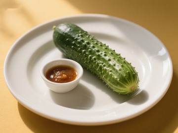 盘中黄瓜配酱料