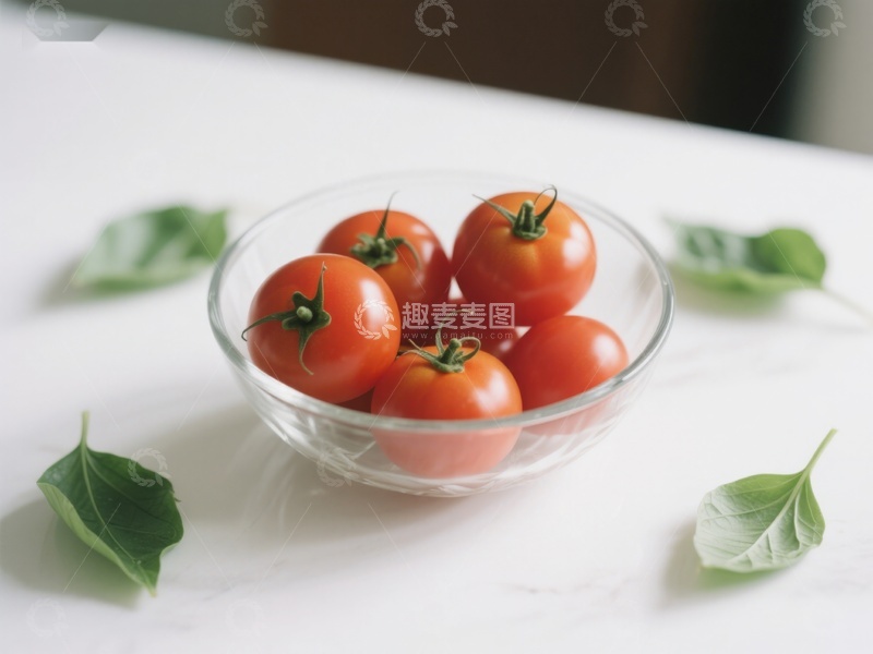 高清大图下载【趣麦麦图】透明碗中的新鲜樱桃番茄
