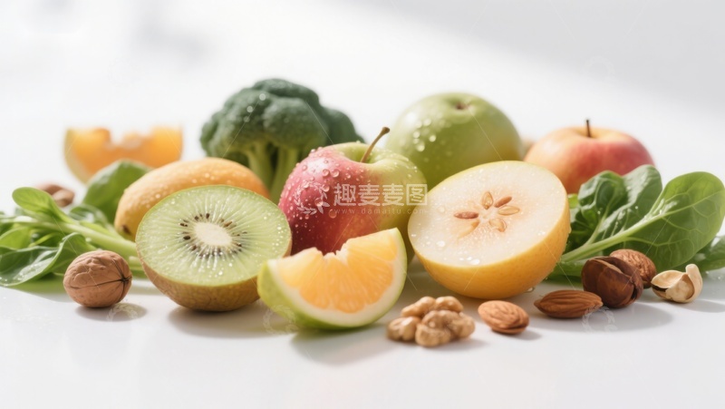 高清大图下载【趣麦麦图】新鲜水果与坚果的健康组合