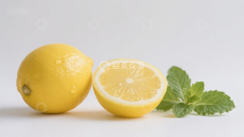 高清大图下载【趣麦麦图】新鲜柠檬与薄荷叶