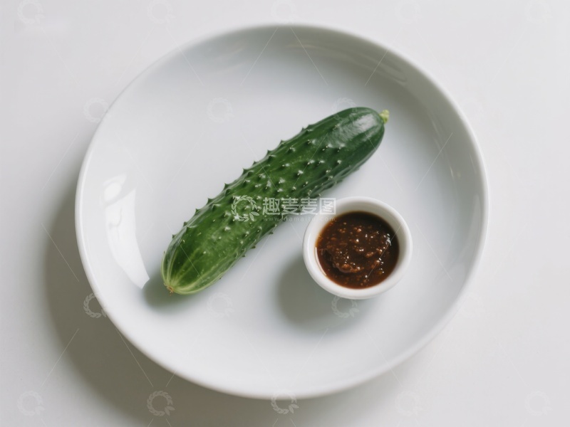 高清大图下载【趣麦麦图】盘中黄瓜配酱料